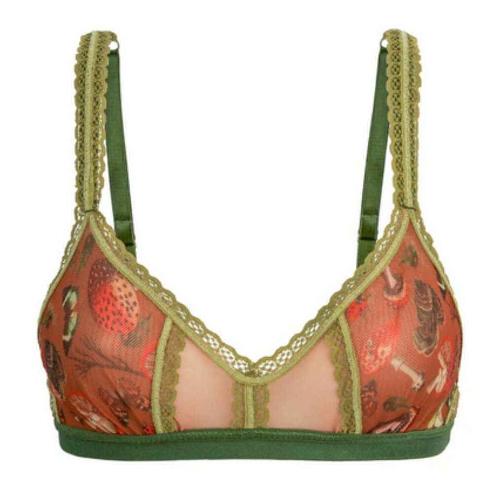 Uye Surana Mushroom Fairy Printed Mesh Peekaboo Bralette